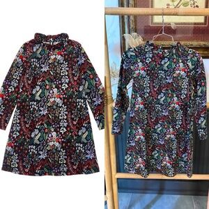 Duffield Lane Janie Floral 100% Cotton Ruffle Neck Kids Dress Sz 12 💚🍄